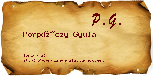 Porpáczy Gyula névjegykártya