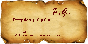 Porpáczy Gyula névjegykártya